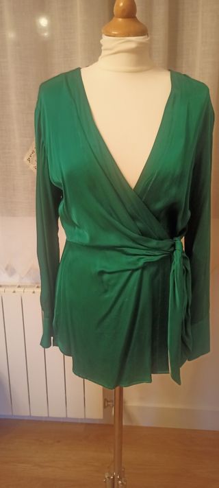 Blusa seda verde | 3/4