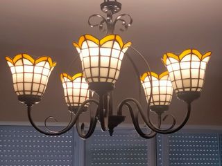 Lampara de techo tipo Tiffany de 5 luces
