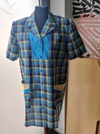 Bata cuadros verano - Azul, Verde