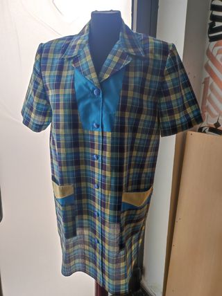 Bata cuadros verano - Azul, Verde