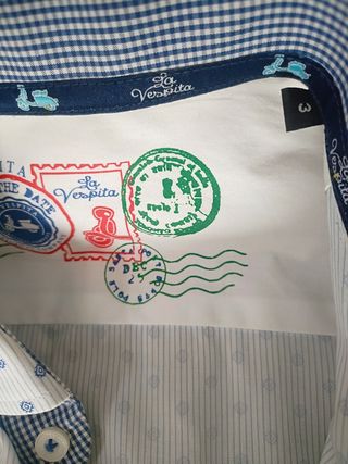 Camisa hombre Vespa azul y blanca