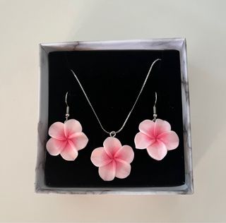Conjunto Joyas Flores Rosa