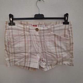 Shorts SLAM beige e rosa a quadri