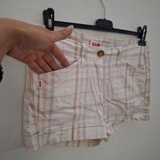 Shorts SLAM beige e rosa a quadri