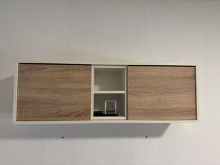 Mueble salón blanco y madera