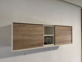 Mueble salón blanco y madera