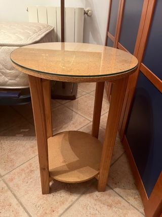 Mesita madera y cristal