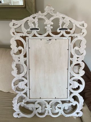 Espejo madera tallada blanco-gris