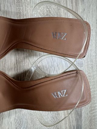 Sandalias Zara tacón - Marrón Plata