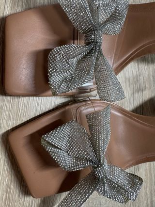 Sandalias Zara tacón - Marrón Plata