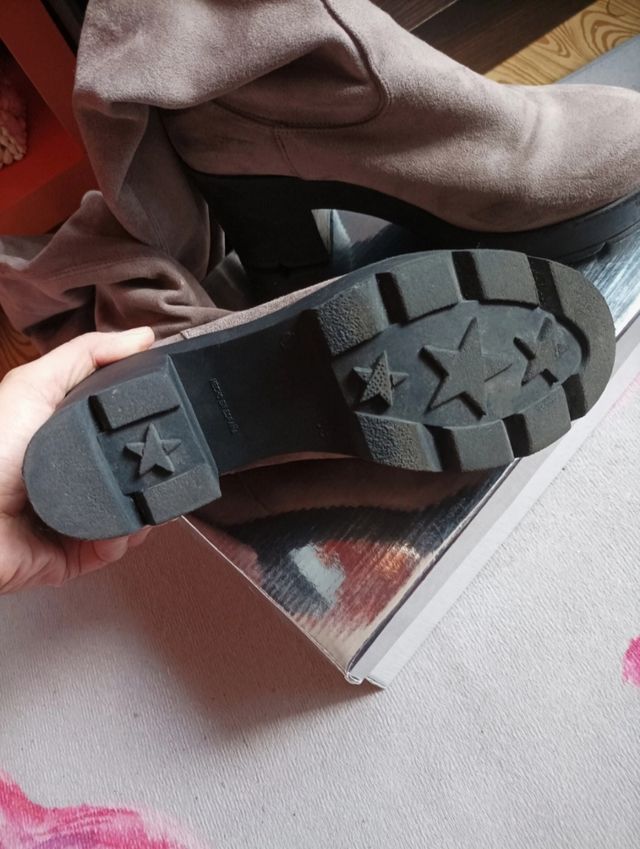 Botas altas mujer marrón-gris 39