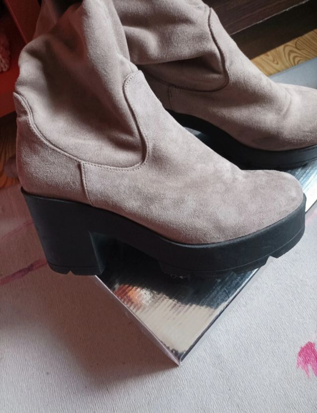 Botas altas mujer marrón-gris 39