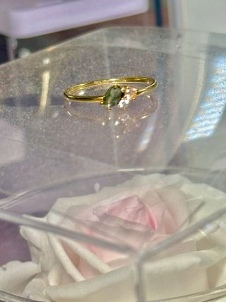 Anillo oro 9k - Verde & Dorado - Tg 14