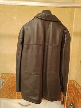 Cazadora piel negra caballero