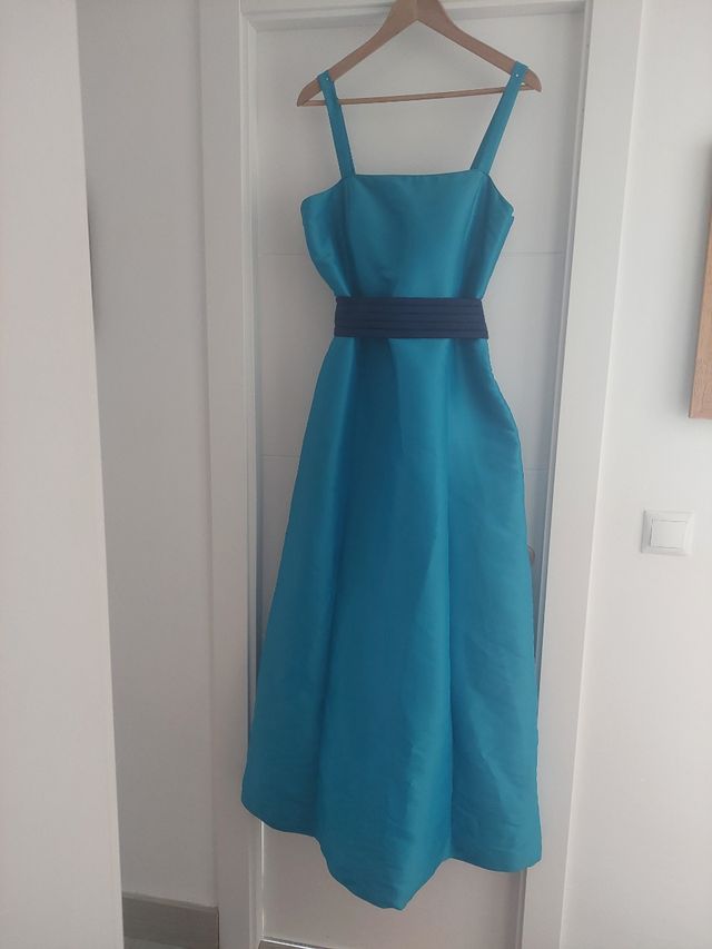 Vestido largo turquesa fiesta