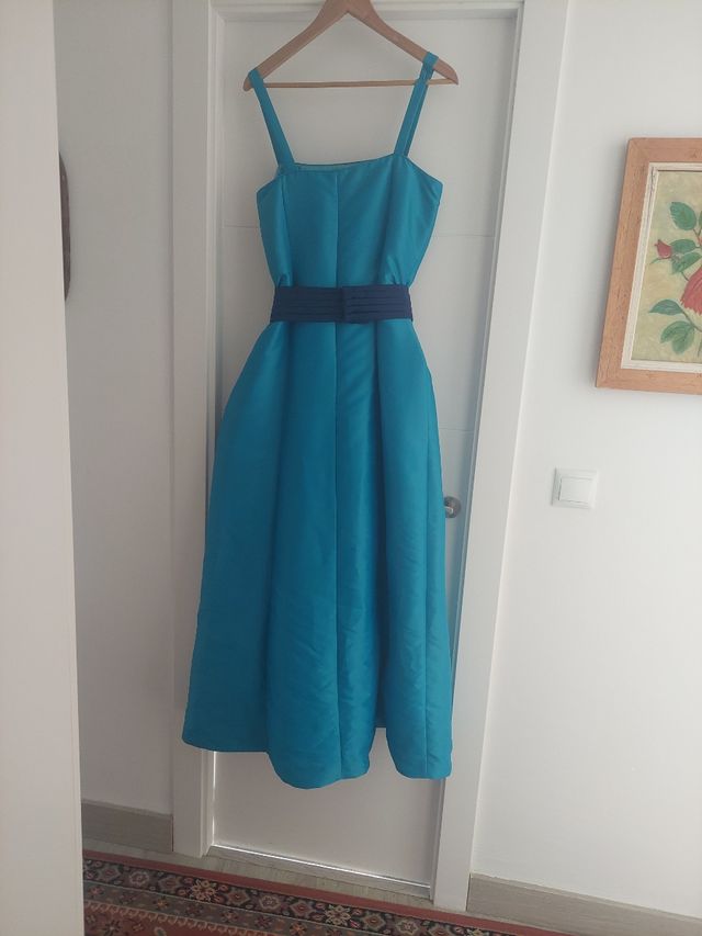 Vestido largo turquesa fiesta