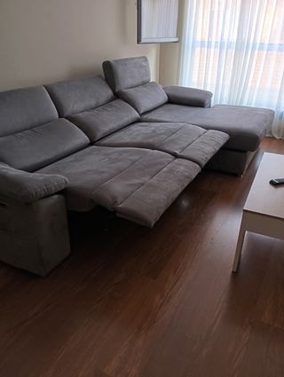 Sofá chaise longue gris - 3 plazas