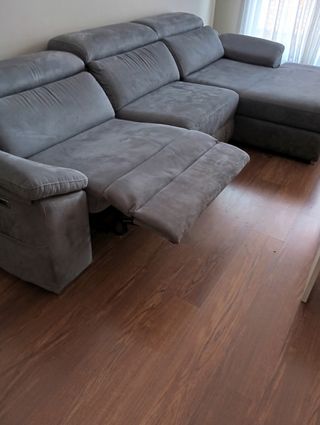 Sofá chaise longue gris - 3 plazas