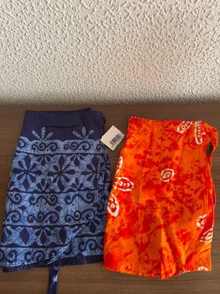 2 Pareos Playa - Azul y Naranja
