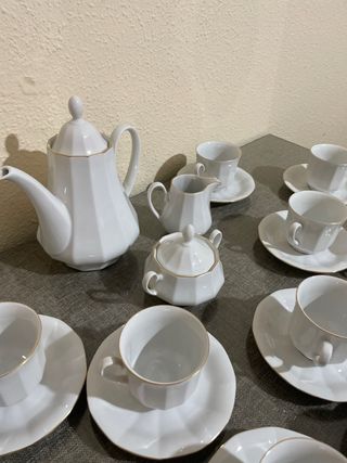 Juego café porcelana blanco-oro