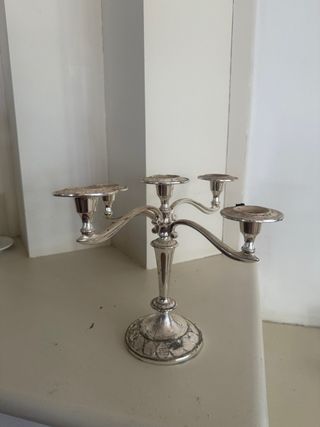 Candelabro plateado 4 brazos vintage