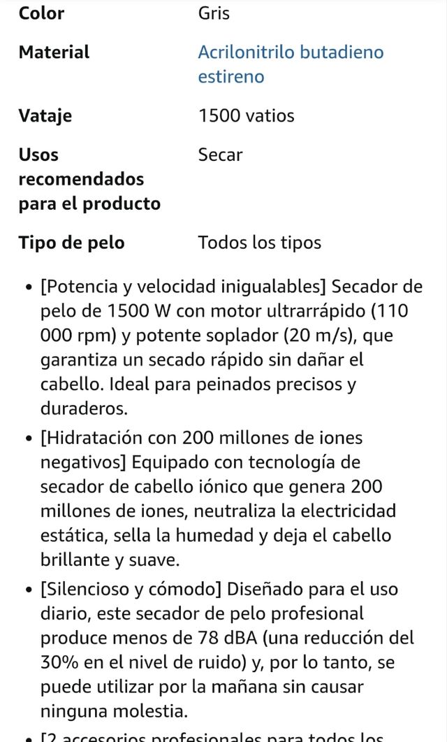 Secador pelo Healthkeep Gris - 1500W