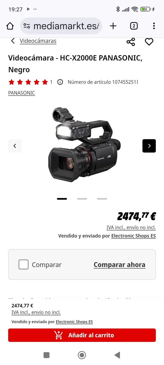 Cámara Panasonic HC-X2000 Video 4K Pack Completo