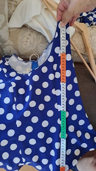 Falda y top flamenco azul de lunares blancos