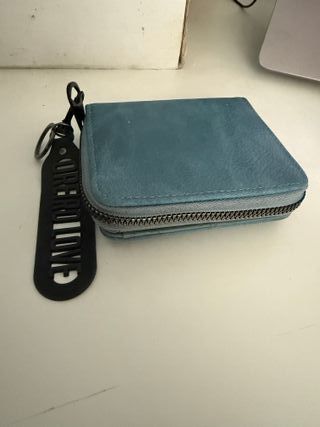 Billetera azul premium cremallera