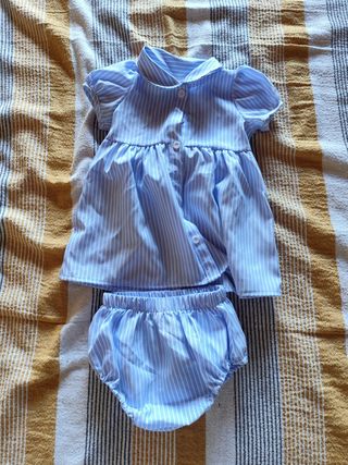 Vestitino bimba righe azzurre 6-9m