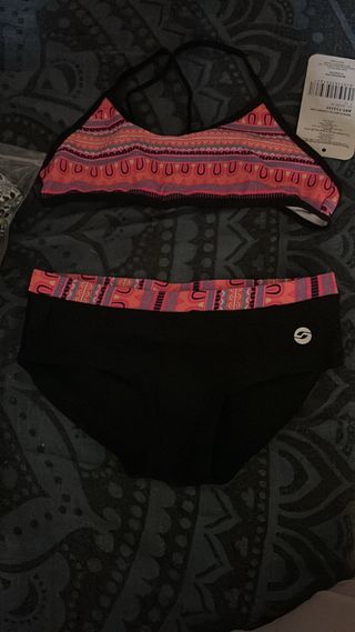 Bikini niña talla 12 - Negro y Rosa