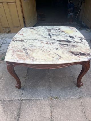 Mesa centro mármol blanco-marrón
