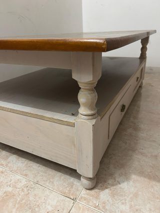 Mesa centro madera salón - marrón/blanco