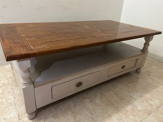 Mesa centro madera salón - marrón/blanco