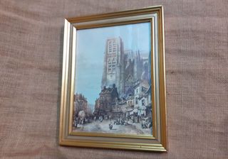 Antiguo grabado París - Marco dorado