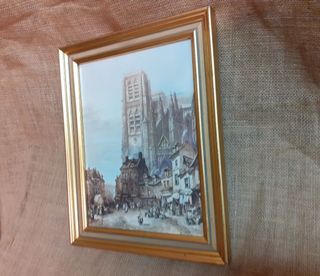Antiguo grabado París - Marco dorado