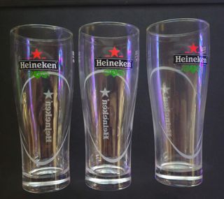 3 Bicchieri Heineken - Vetro Trasparente