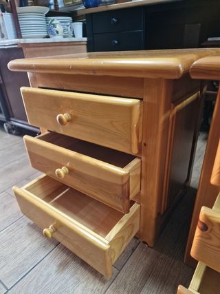 Mesillas noche pino macizo - 2uds