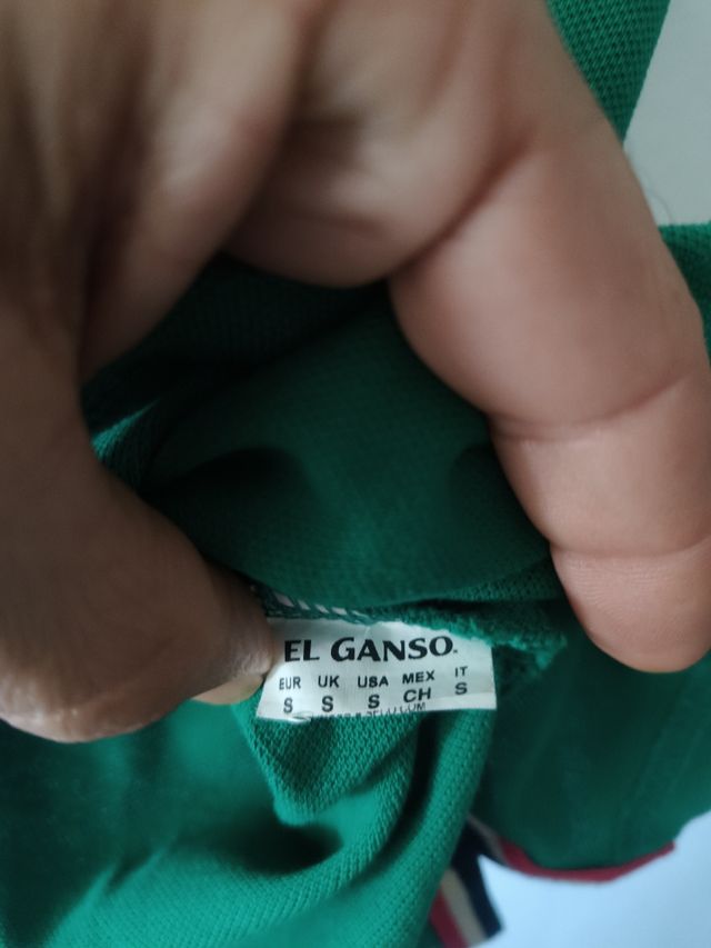 Polo El Ganso verde Talla S, algodón. Medidas: