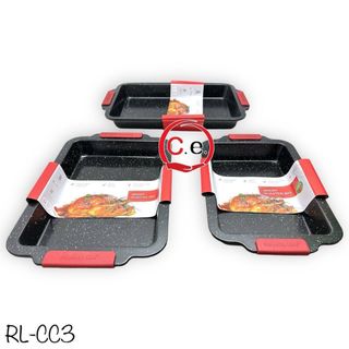 3 teglie forno pietra, rosse e grigie