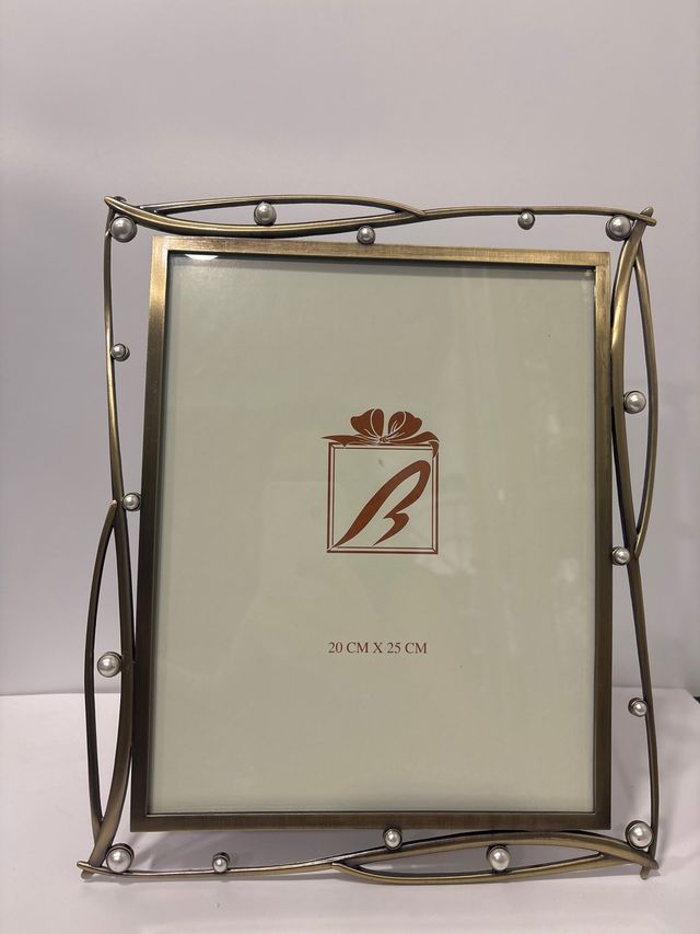 Marco foto 20x25cm, dorado, perlas