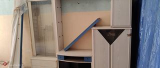 Muebles comedor vintage - beige y azul