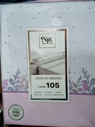 Juego sábanas 105 Cama - Rosa y Blanco