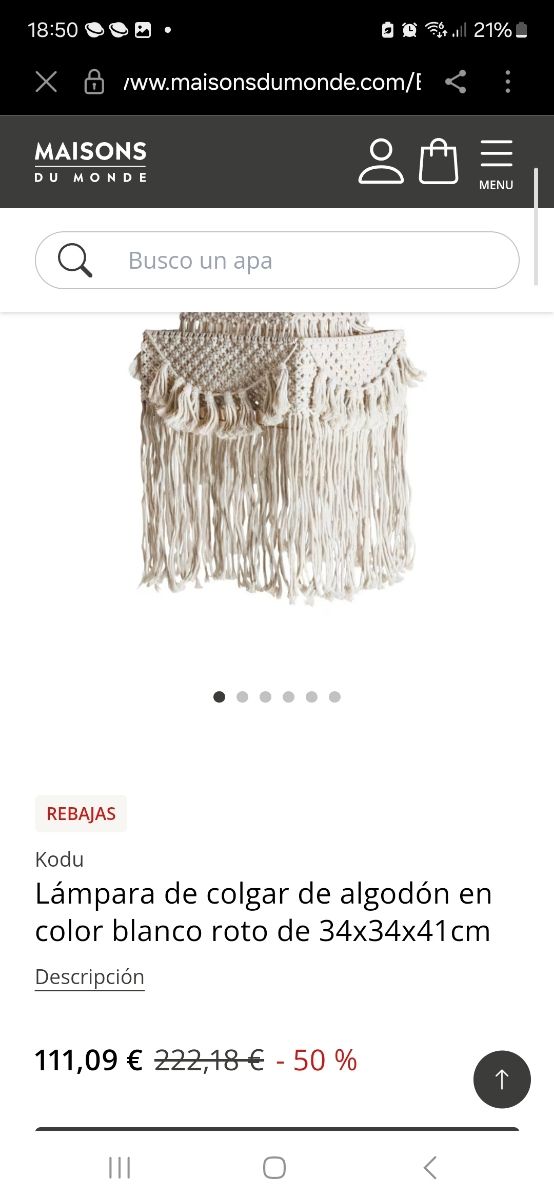 Lámparas macramé Maison du Monde NUEVAS.