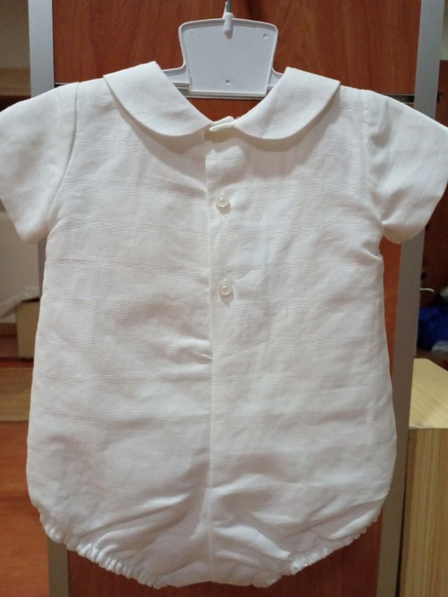 Pelele talla 6m, crudo, marca Paz Rodríguez, nuevo