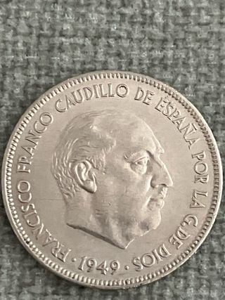 Moneda 5 Pesetas Franco 1949 Esteella 50