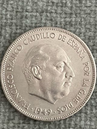 Moneda 5 Pesetas Franco 1949 Esteella 50