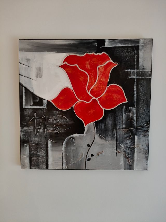 Tríptico moderno - Flores rojas