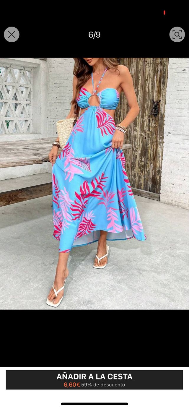 Vestido estampado verano - Azul y Rosa