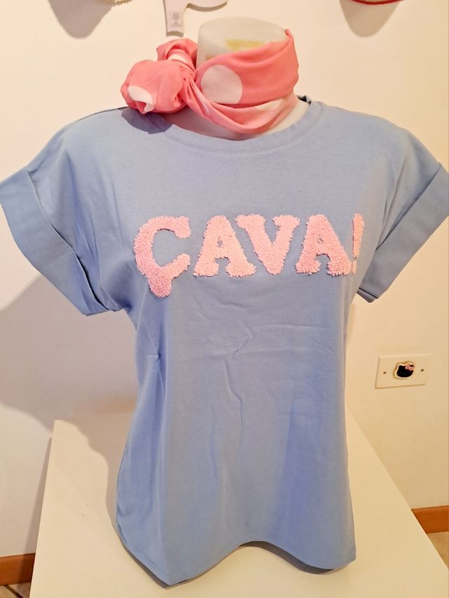 T-shirt cotone azzurro/rosa ça va